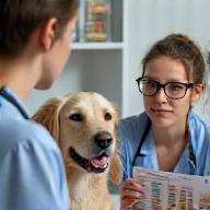 Nutritionist advising pet owner about dietary needs