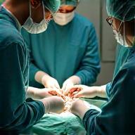 Surgeon and team performing surgery on an animal