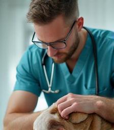 James O’Connor, Veterinary Nurse, assisting patient